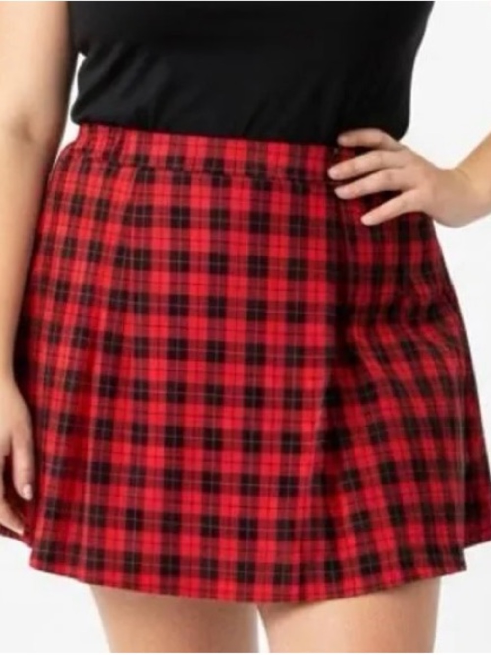 Hot Topic Red and Black Plaid Mini Skirt Sz Lg